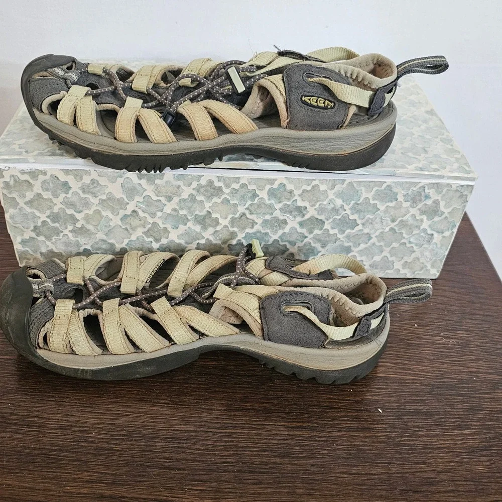 Keen Whisper Waterproof Hiking Sandals Grey Tan Womens 8